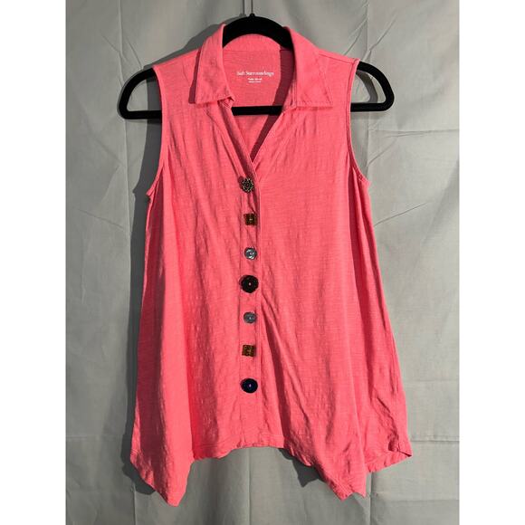 Soft Surroundings Tunic Top Women XS Petite Pink Button Danielle Artsy Lagenlook - Picture 1 of 11